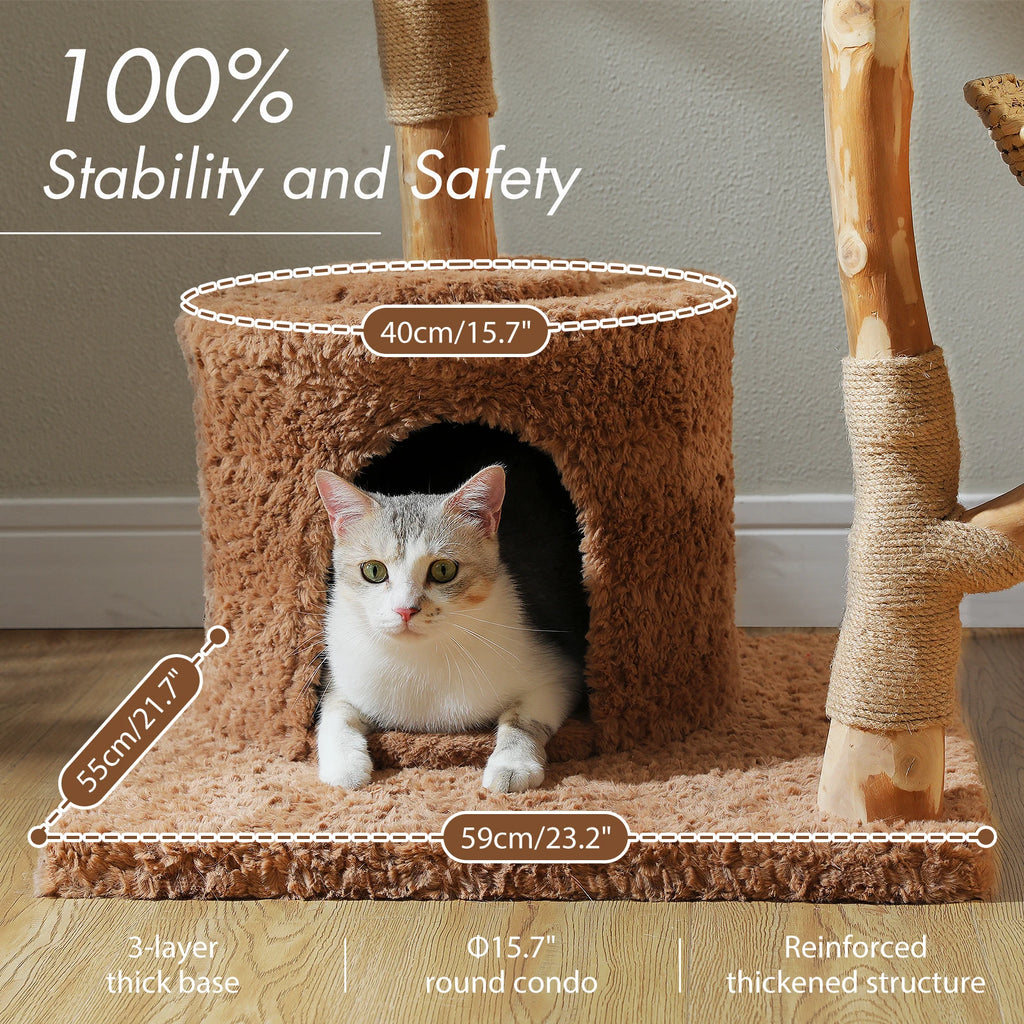 Large Cat Tree Tower with Sisal Scratching Post Wicker Basket Bed Flower Cat Condo Indoor Modern Cat Furniture Cat Accessories